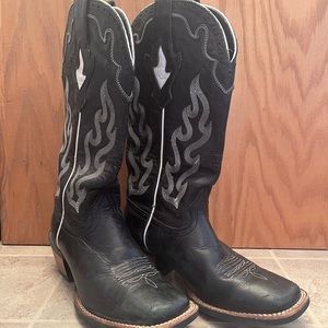 Ariat boots black square toe cowboy women size 7.5